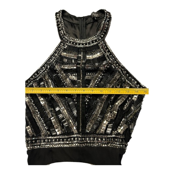 PARKER Elegant Black Beaded Halter Dress Size 2 - Picture 6 of 16